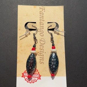 NWOT Earrings Fantango Designs Handmade Red/White
